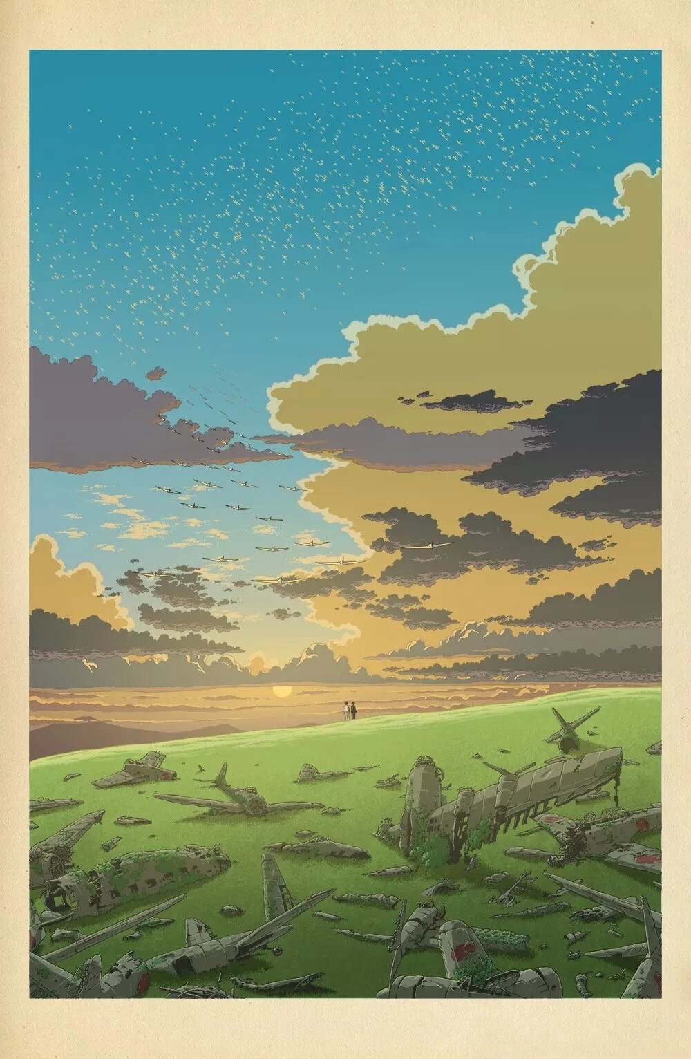 作者：Bill Mudron 美国插画师
宫崎骏动漫世界里
天空很蓝，阳光温暖