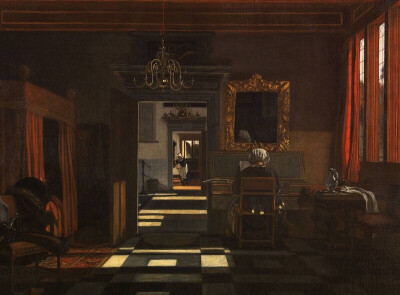 Emanuel de Witte, Interior with a woman at the Virginals, 1665-1670 ​​​
