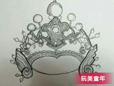 线描 儿童画 创意 装饰画 水彩笔 彩色 黑白 动物头冠 凤冠 霞帔 石雕 独轮车 写生 速写 花卉 植物