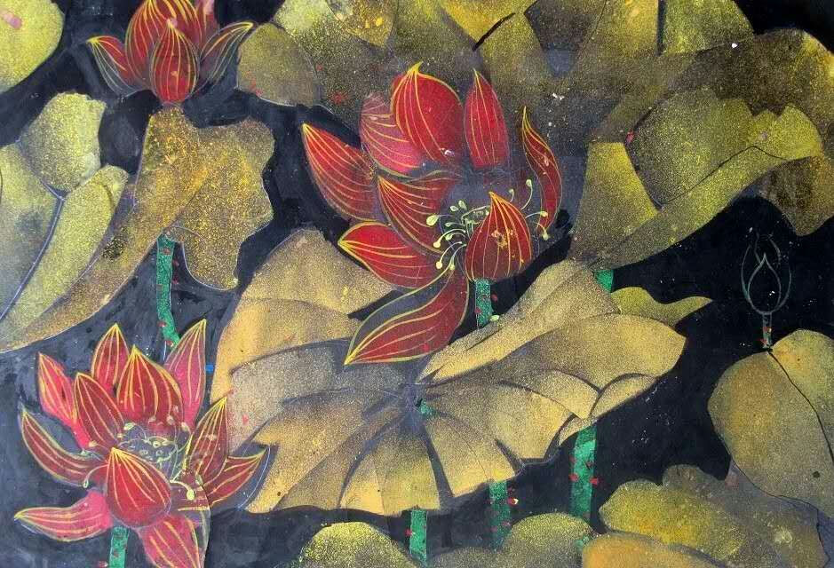 版画 儿童画 创作 荷花 拓印