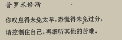 被缚的普罗米修斯
永远不屈的反抗者
知不可为而为之、盗火的西西弗
深爱着人类因此忍不住对其百般忧虑
温柔的预言者