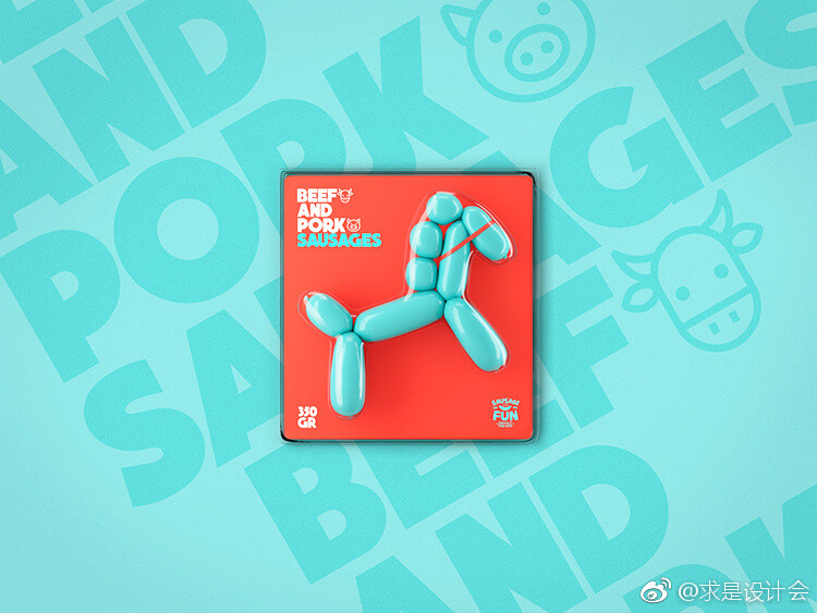 可爱动物造型的 Sausage Fun 香肠包装设计。#求是爱设计# ​