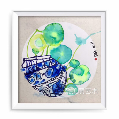 线描 儿童画 创意 装饰画 水彩笔 彩色 黑白 动物 盆栽 铜钱草 青花瓷 花瓶 麒麟 头冠 凤冠 霞帔 石雕 独轮车 写生 速写 花卉 植物