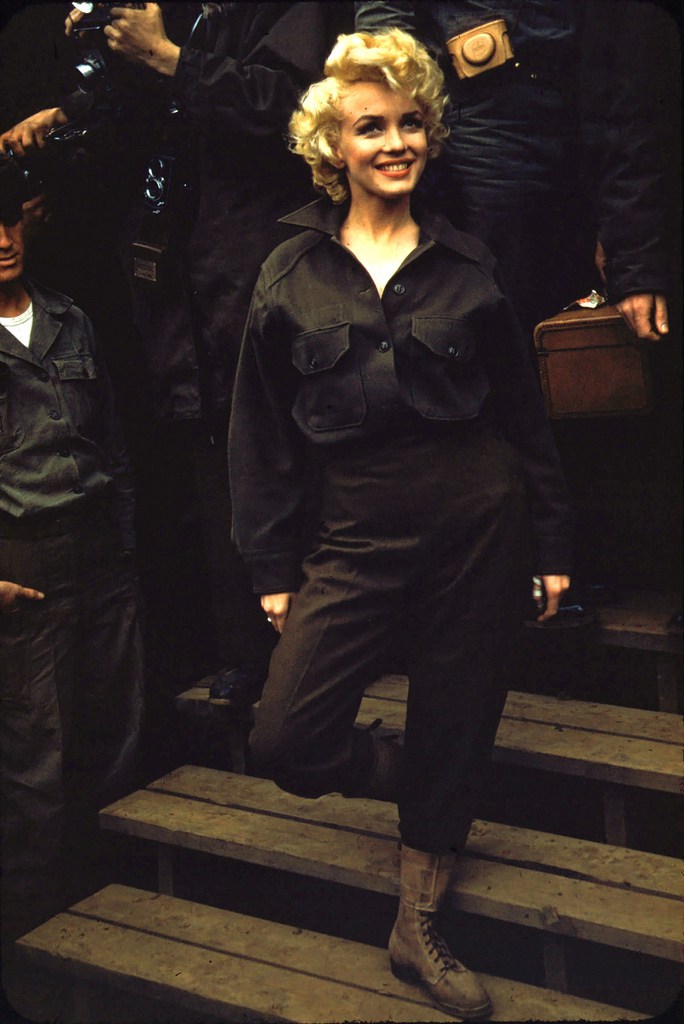 marilyn monroe pauses for a photograph while in korea for a uso