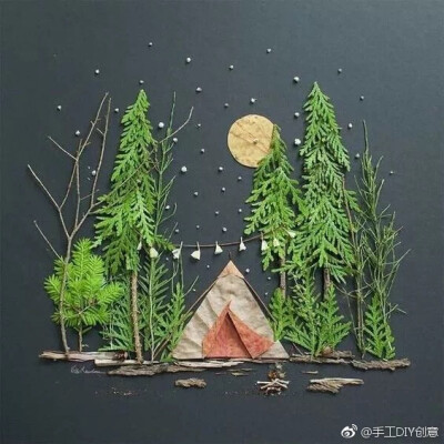 树叶风景画