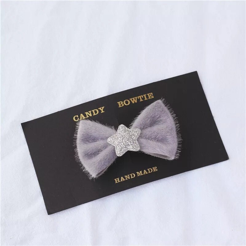 Candy bowtie 手工 韩国进口温暖绒面星星发夹 儿童