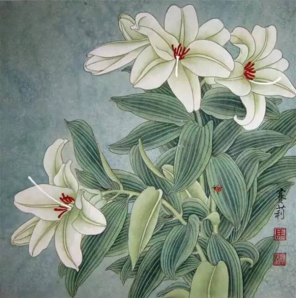 百合花工筆畫