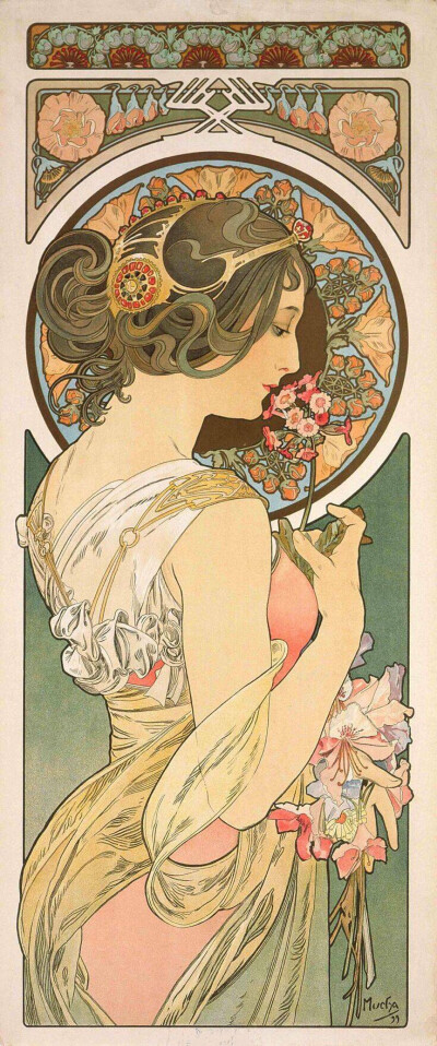 Alfons Maria Mucha i 捷克
阿尔丰斯·穆夏
1860-1939
捷克新艺术派画家/装饰艺术家
以绘画/插图/装饰艺术著称
