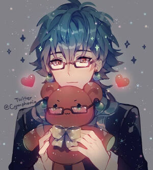 动漫男生头像 二次元 暖男 小熊 复古