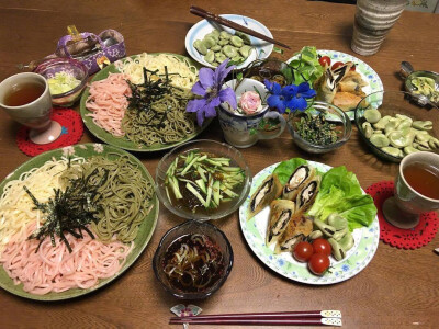 #日本美食#适合夏日的三色荞麦面，不仅颜色清凉吃上去更清凉！ ​