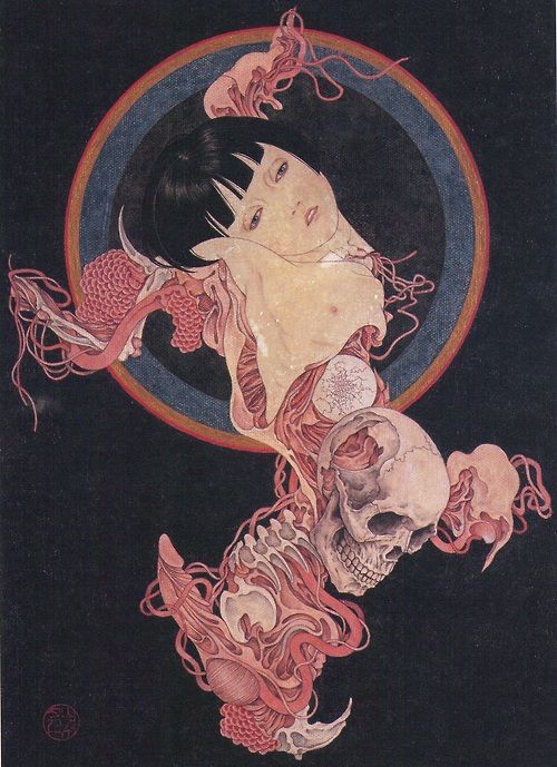 日本艺术大师山本タカト（Takato Yamamoto），受日本传统浮世绘版画、西方象征主义和唯美主义等流派的影响，以瑰丽妖艳、华美绚烂的画风闻名于世，并将自己的风格命名为“平成唯美主义”。