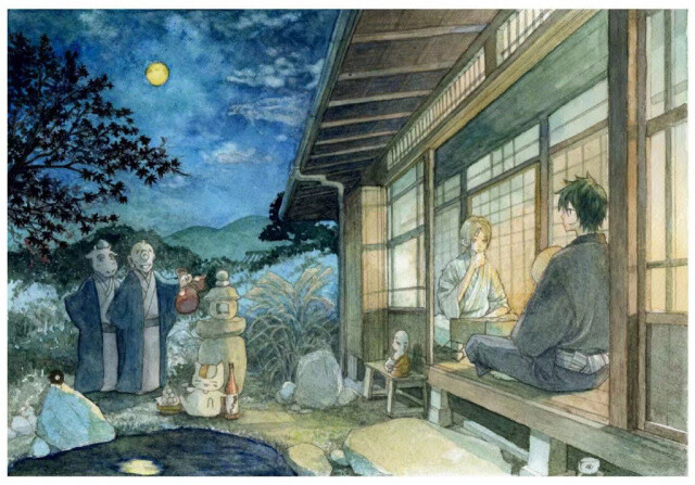 画师ナチコ的作品，如此《夏目友人帐》恬淡而充满温暖，很好还原了夏目的风格。