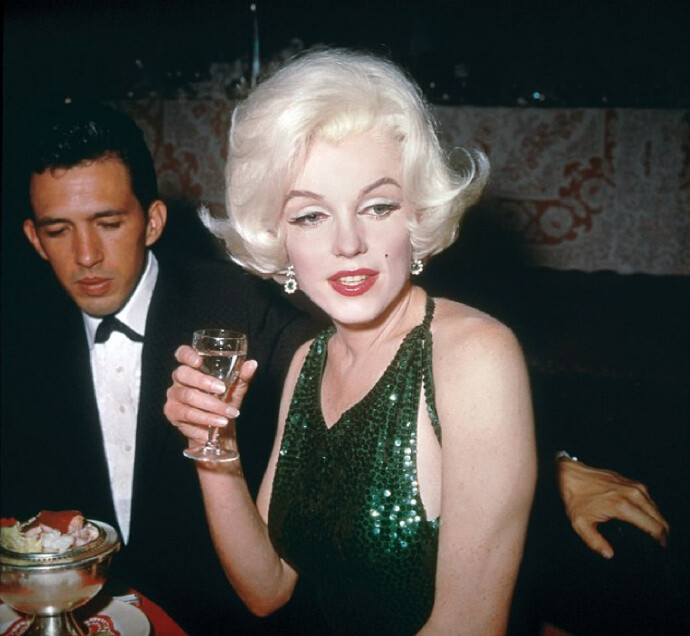 #Marilyn Monroe# at the Golden Globe Awards with screenwriter Jose Bolanos at the Beverly Hilton Hotel on March 5, 1962. 