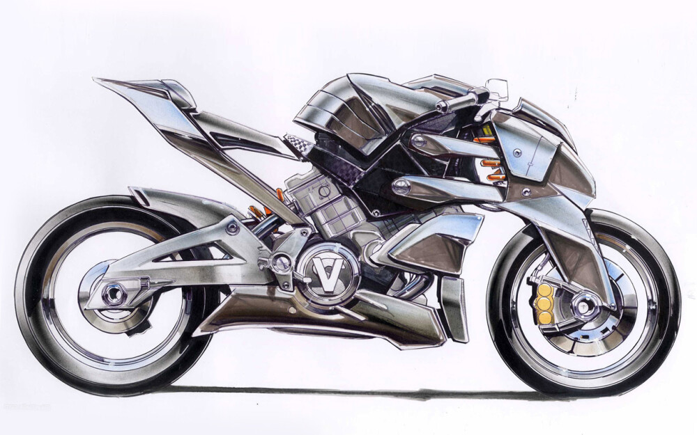 产品设计马克笔手绘效果图摩托车