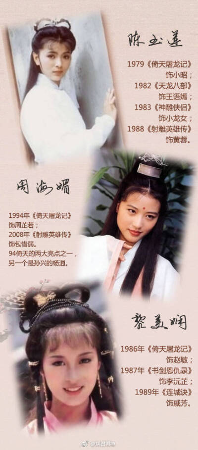 #90后已经开始失去了#那些年，我们一起追过的金庸武侠女神。 转。你最喜欢哪个？