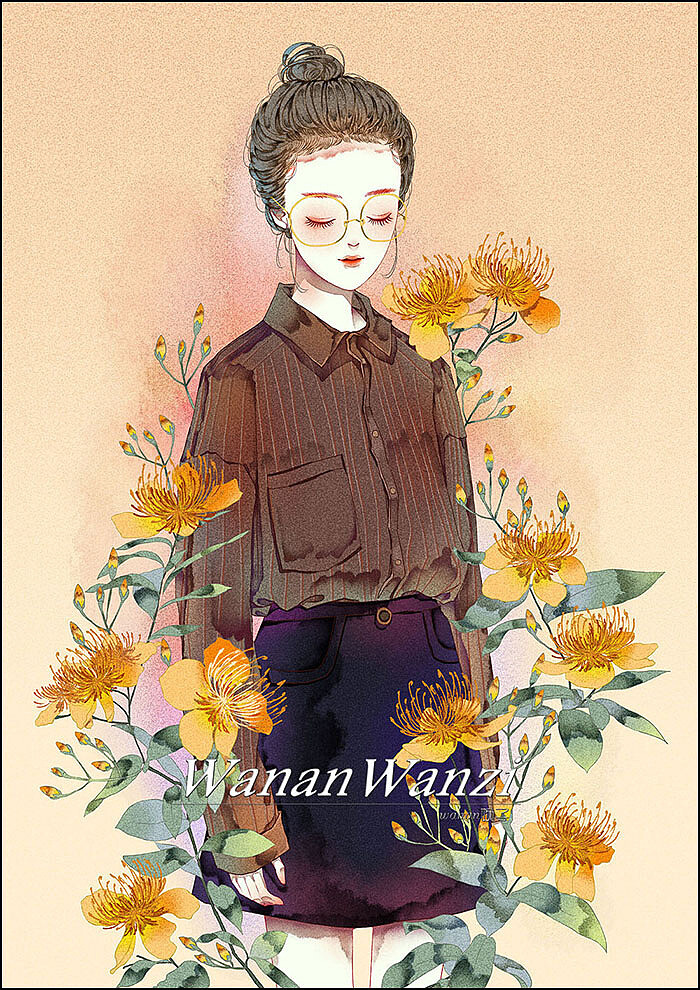 少女 花 插画系列_By_wanan婉子