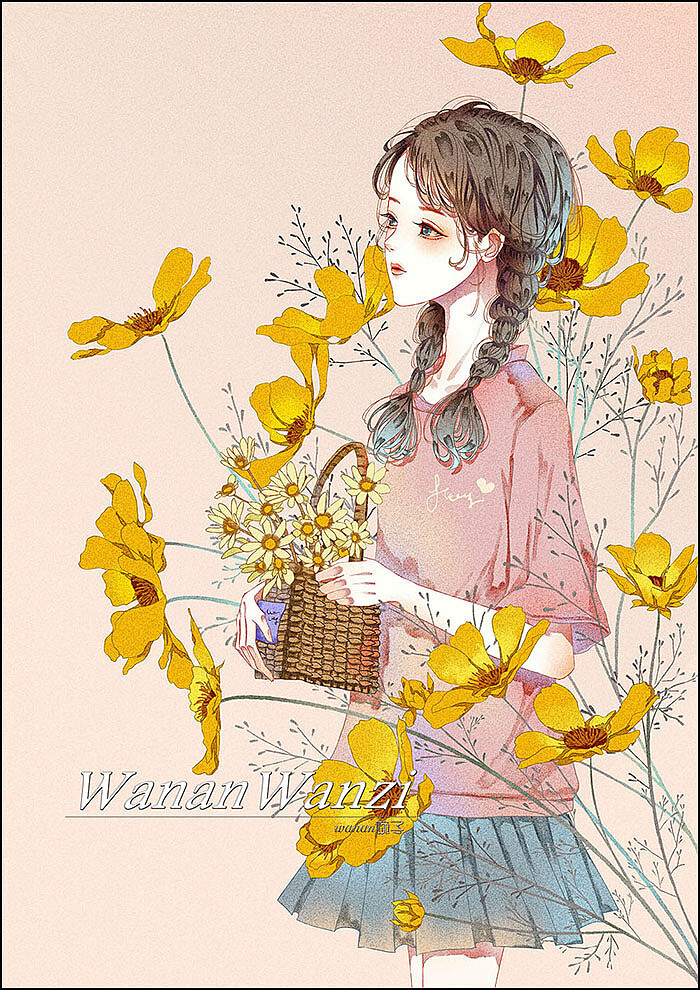 少女 花 插画系列_By_wanan婉子