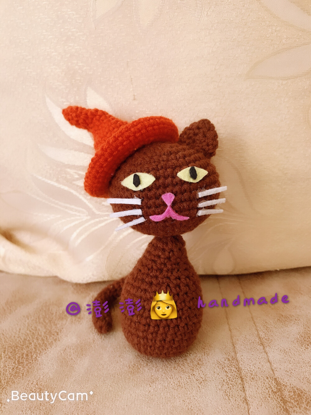 钩编，万圣节女巫猫
