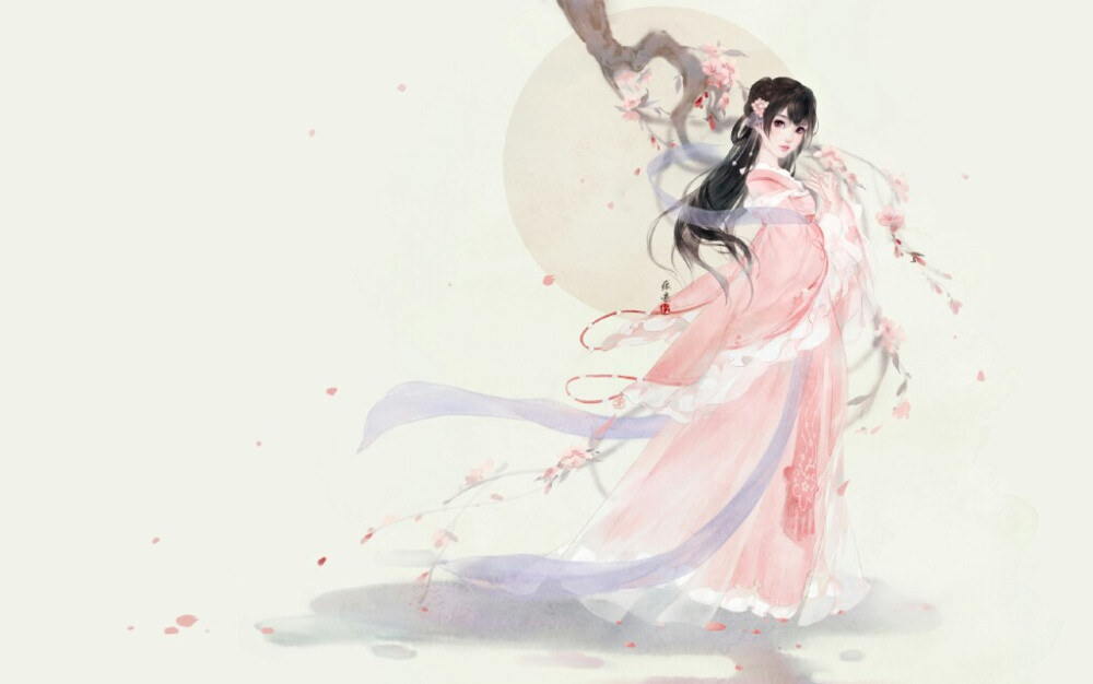 手绘古风粉衣女子
画师见水印