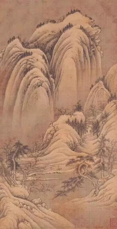 “清” 王翚《小中现大册》
临五代巨然《雪景图》