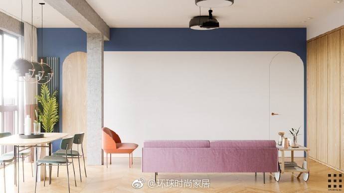 看了会开心的 103m²极简色彩公寓设计