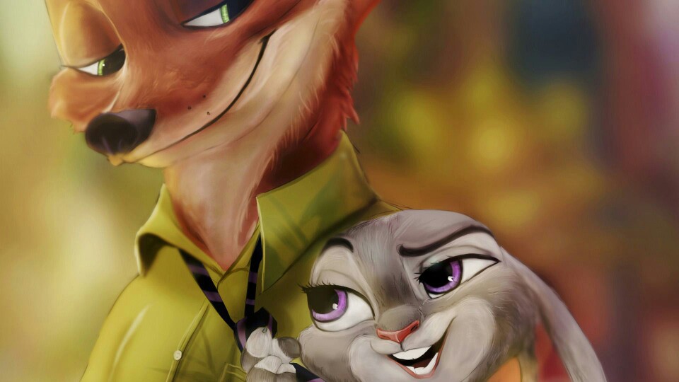 《疯狂动物城》
狐狸尼克，单纯的喜欢它迷离又慵懒的眼神，这大概是我最喜欢的狐狸了。
兔砸也软萌软萌哒！
