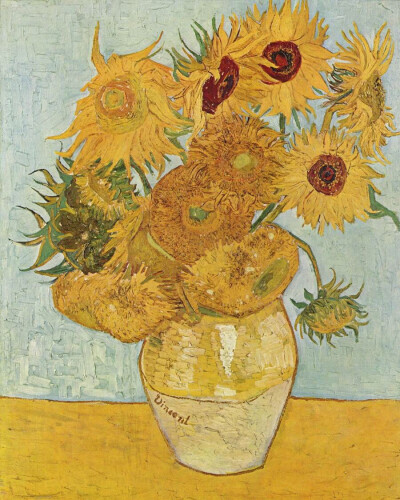 《向日葵》（Sunflower），Vincent van Gogh，1888年
这幅画作最早于1910年在伦敦展出，由梵高的弟媳 Johanna van Gogh-Bonger 借展，目的是让「英国人能够欣赏到梵高最杰出的作品」。