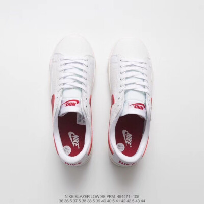 耐克Nike Blazer Low 开拓者百搭板鞋“全白米白底红勾”！
货号：454471-105