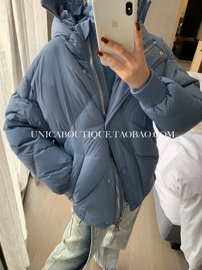 定制 UNICA/blogger街拍超火小众款95%白鹅绒chao蓬松圆茧型时髦羽绒服