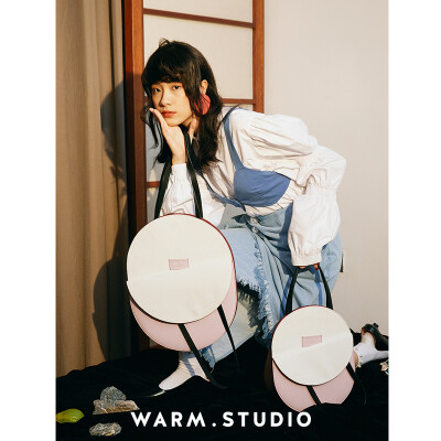 定制 WARMSTUDIO古良吉吉 时尚简约托特包圆片手袋手提包包女2018新款