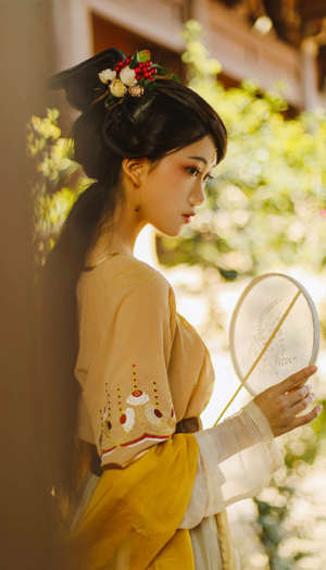 朱颜染尘
[一聲彈指入斜暉，遍地金。光影脈流，明滅在心。]
                                             ——《闭疏窗》


攝影/插花：@瑭珊瑭 
出鏡/妆造：@coser姽婳 