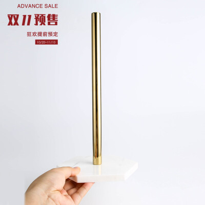 丹麦北欧风天然大理石座304不锈钢镀金厨房纸巾架样板房软装摆件