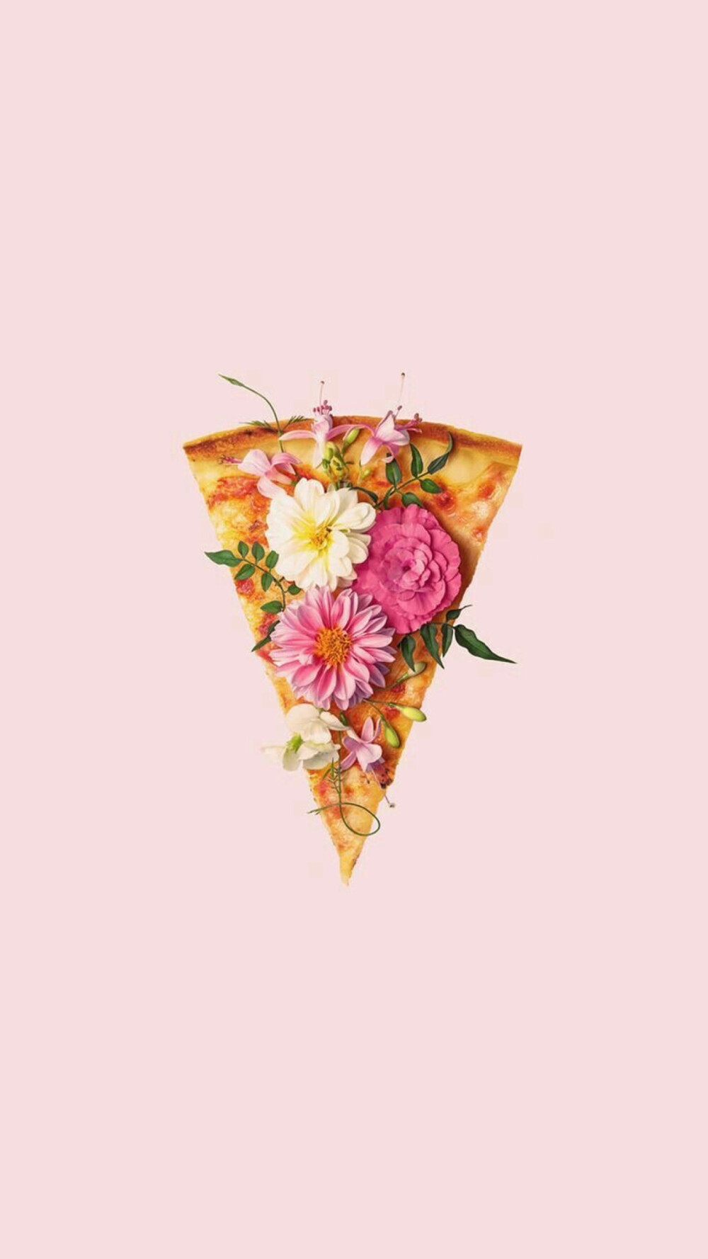 粉色系-鲜花topping的pizza