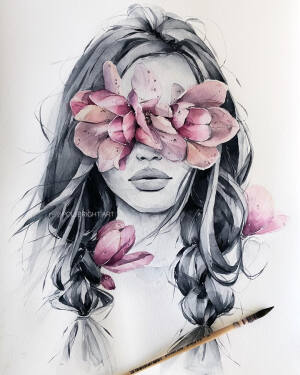 水彩 人物绘画 插画 作者ins@ polina.bright