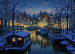 《城市的夜》俄罗斯画家Evgeny lushpin
觉得很适合作电脑壁纸