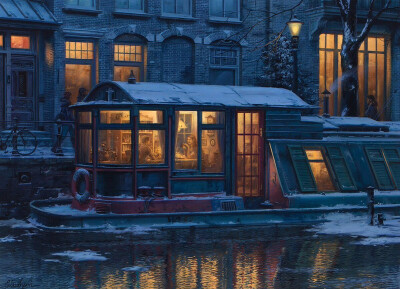 《城市的夜》俄罗斯画家Evgeny lushpin
觉得很适合作电脑壁纸