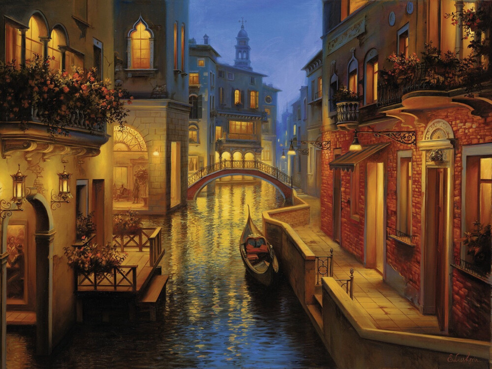 《城市的夜》俄罗斯画家Evgeny lushpin
觉得很适合作电脑壁纸