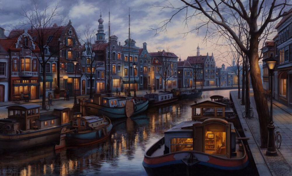 《城市的夜》俄罗斯画家Evgeny lushpin
觉得很适合作电脑壁纸