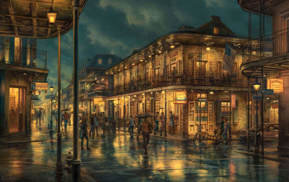 《城市的夜》俄罗斯画家Evgeny lushpin
觉得很适合作电脑壁纸