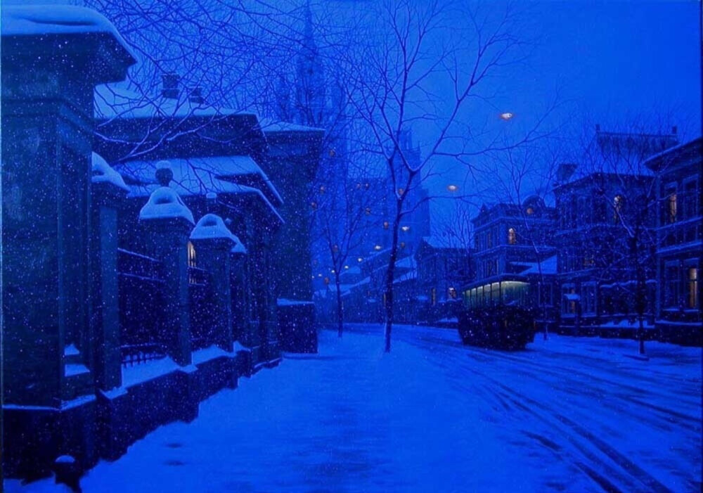 《城市的夜》俄罗斯画家Evgeny lushpin
感觉很适合作电脑壁纸