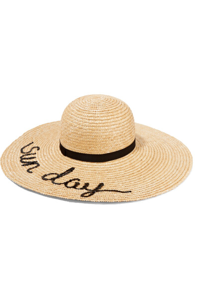 Eugenia Kim - Bunny sequin-embellished straw sunhat : Beige straw, black grosgrain 100% straw Spot clean