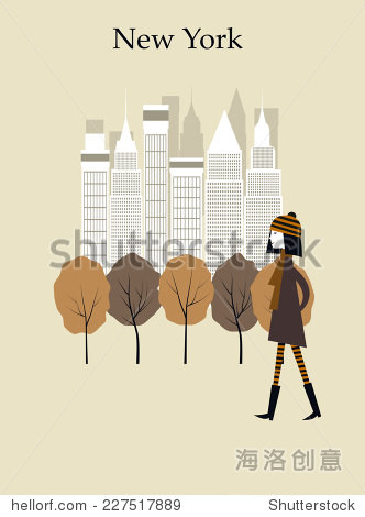 Woman walking in the park in New York.