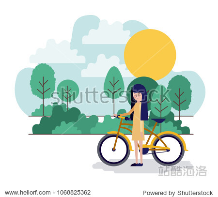 woman in the park scene with bicycle