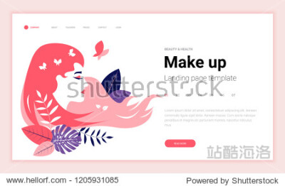 Web page design template for beauty makeup spa wellness natural products cosmetics body care healthy life. Modern flat design vector illustration.