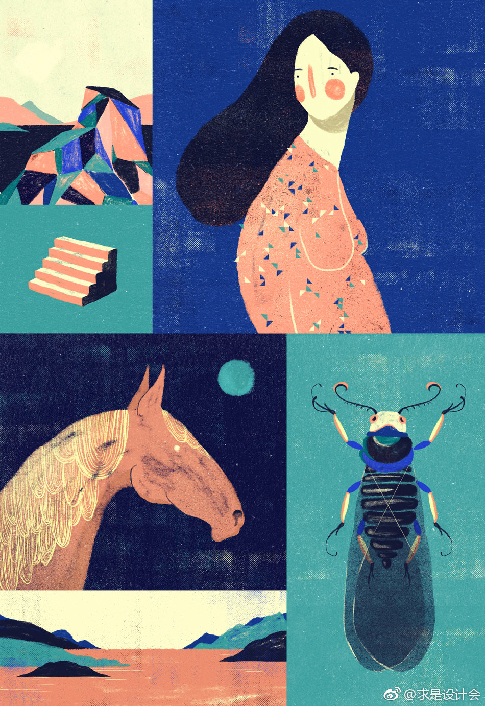 Willian Santiago简约抽象的装饰艺术插画。#求是爱设计#