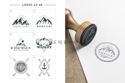 户外登山爬山运动logo标识T恤纪念品印刷图案AI矢量设计素材ai380