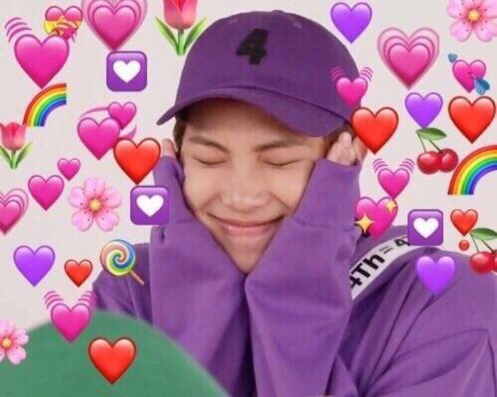 防弹少年团表情包 金南俊金硕珍闵玧其郑号锡朴智旻金泰亨田柾国 发射小心心！