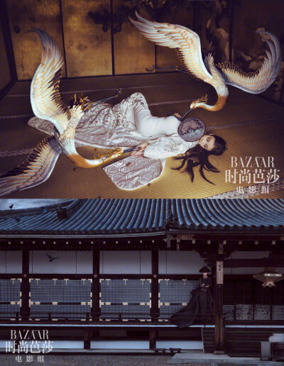 倪妮 x BAZAAR《时尚芭莎》既能妩媚婀娜，又能英姿侠气樱花与仙鹤中，是她一个人的武林。