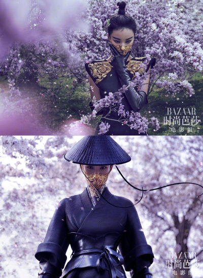 倪妮 x BAZAAR《时尚芭莎》既能妩媚婀娜，又能英姿侠气樱花与仙鹤中，是她一个人的武林。