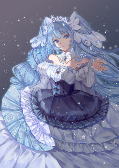 VOCALOID 初音未来 雪未来 绘师：Qie（p id=25832912） 本作品id=71791541